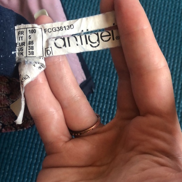 Lise Charmel Antigel Pink Purple Floral Navy Blue Lace Trim Bra 38D - Picture 9 of 12